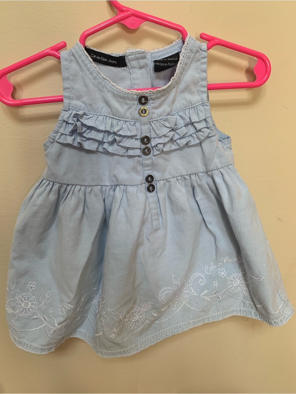 Calvin Klein Light Blue Ruffle Embroidered-18 months